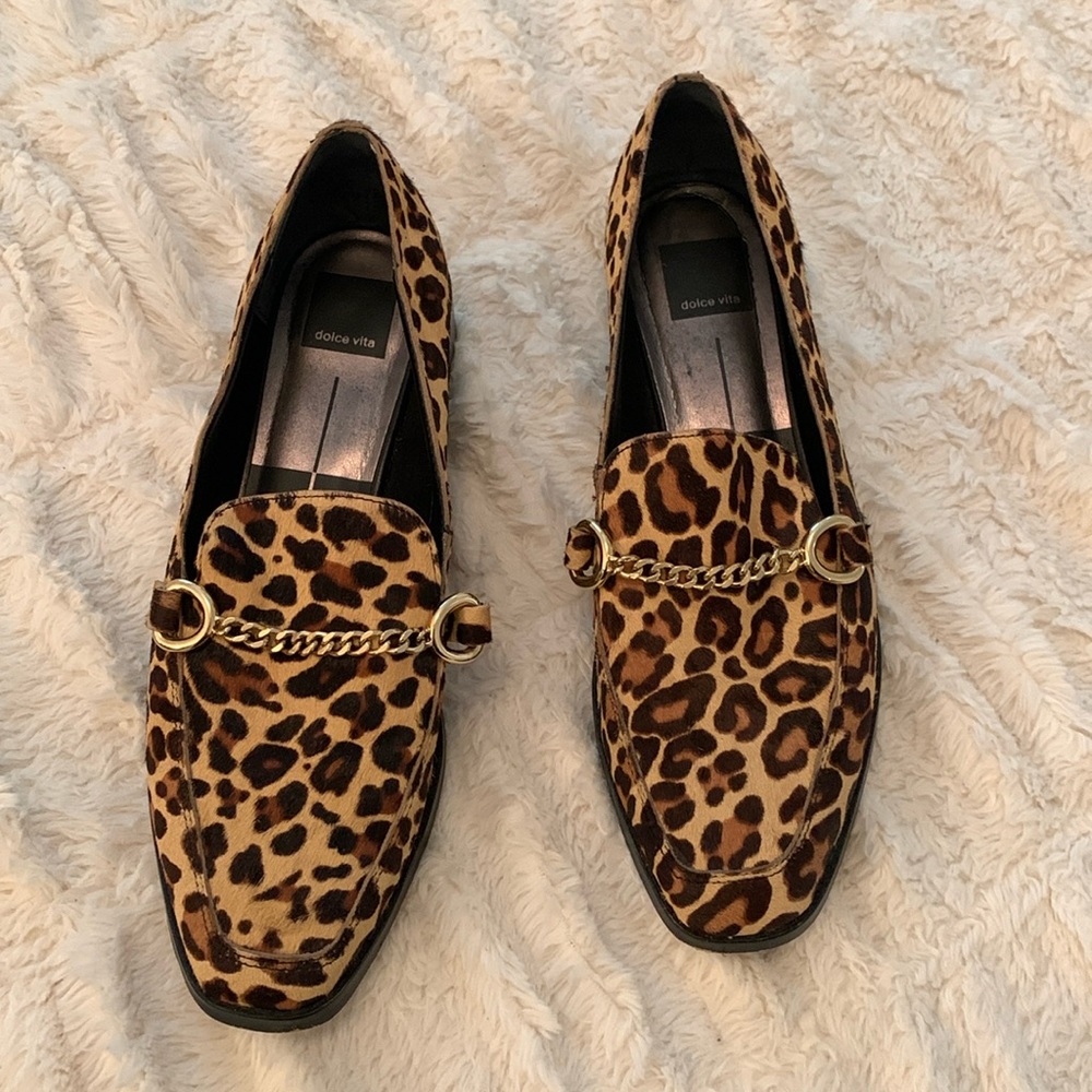 Dolce Vita women size 10 loafers. Leopard print gold buckle